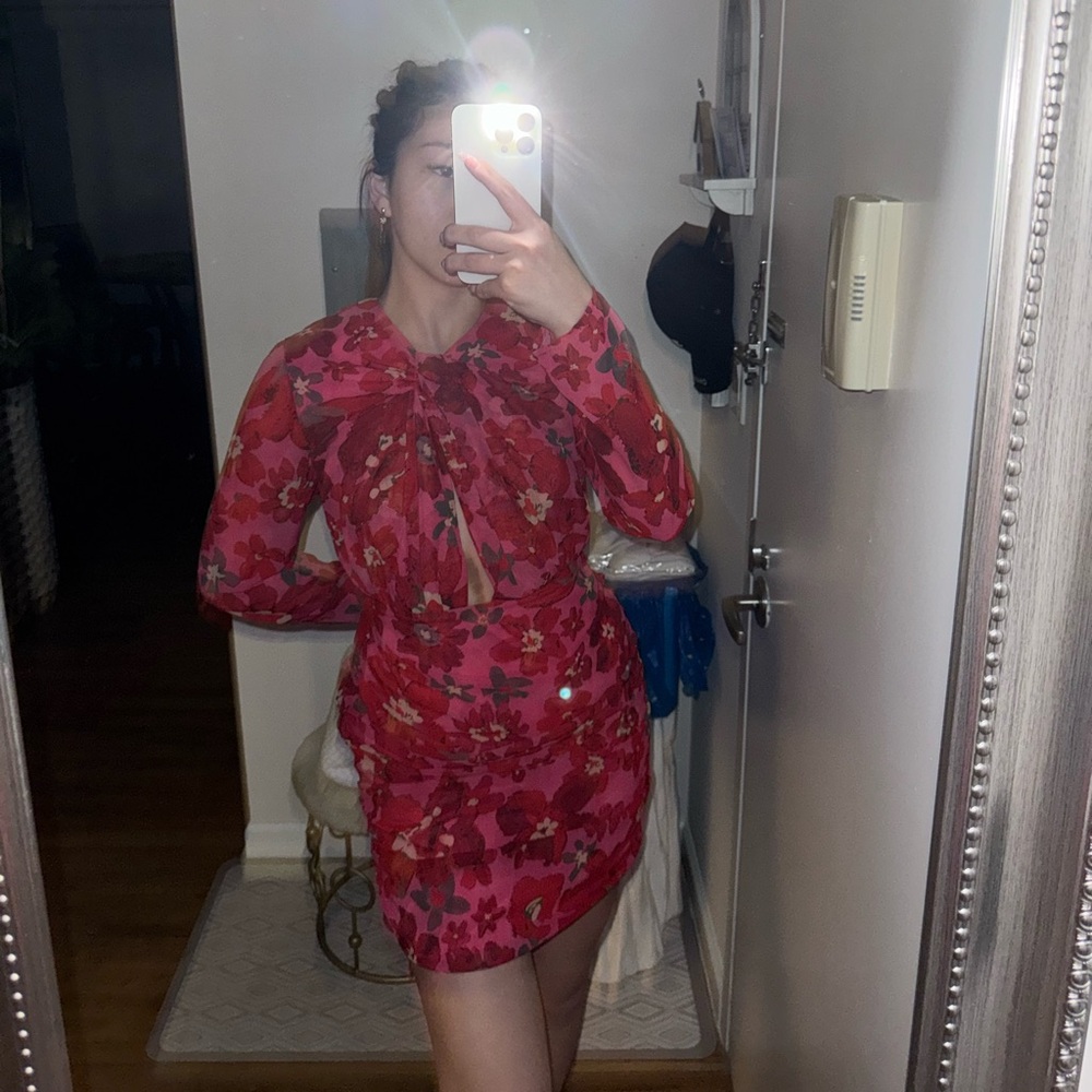 Floral Red and Pink Dress